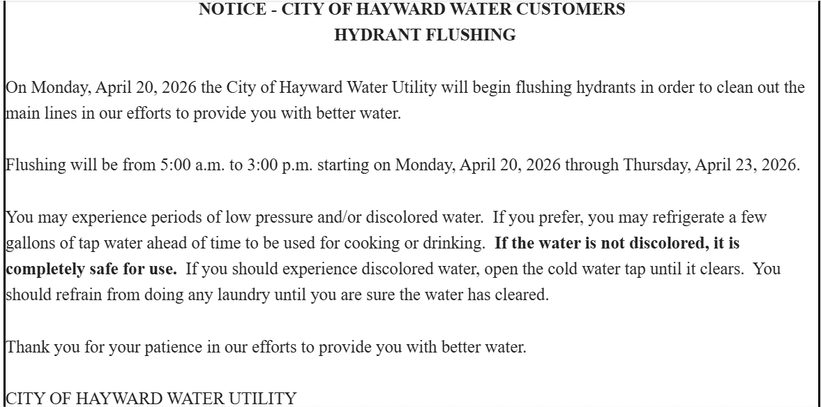 Hayward Hydrant Flushing